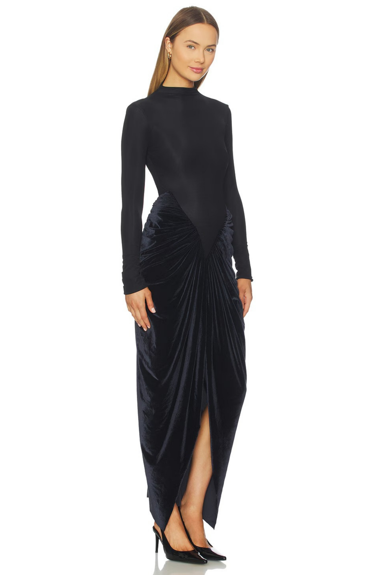 Seloria | Obsidian Draped Evening Maxi Dress