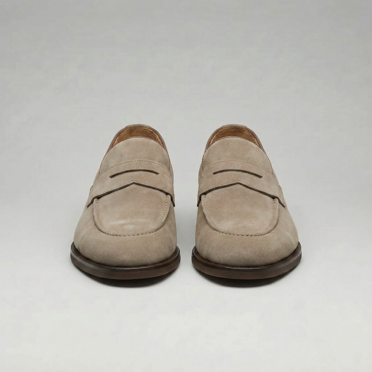 Bellaro | Men’s Beige Suede Penny Loafers