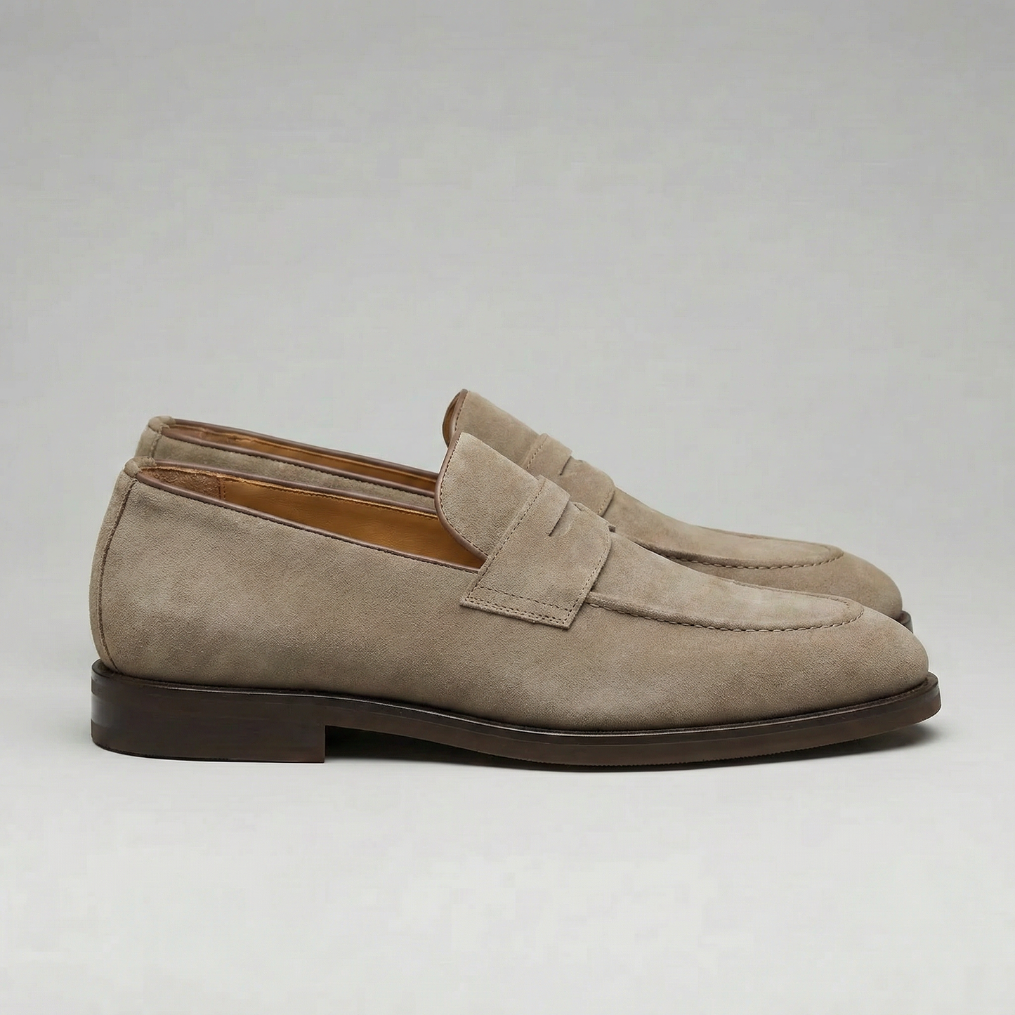 Bellaro | Men’s Beige Suede Penny Loafers