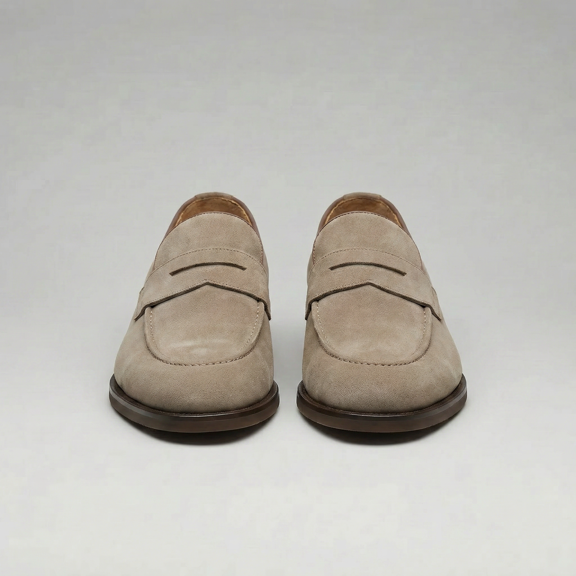 Bellaro | Men’s Beige Suede Penny Loafers