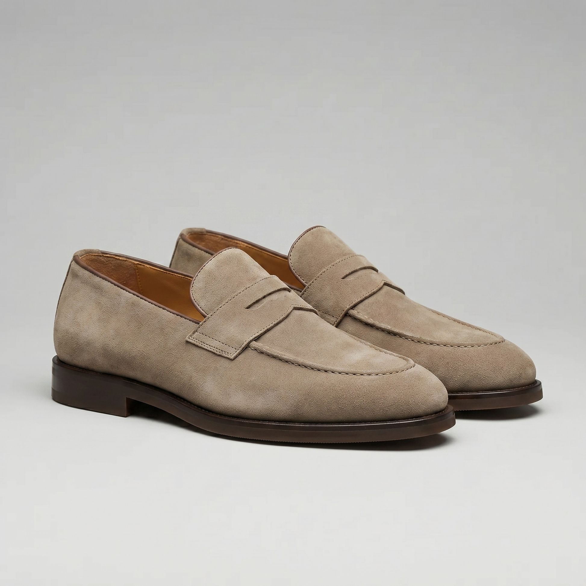 Bellaro | Men’s Beige Suede Penny Loafers