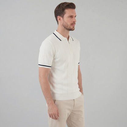 Marzino | Men’s Retro Knit Polo Shirt with Contrast Trim