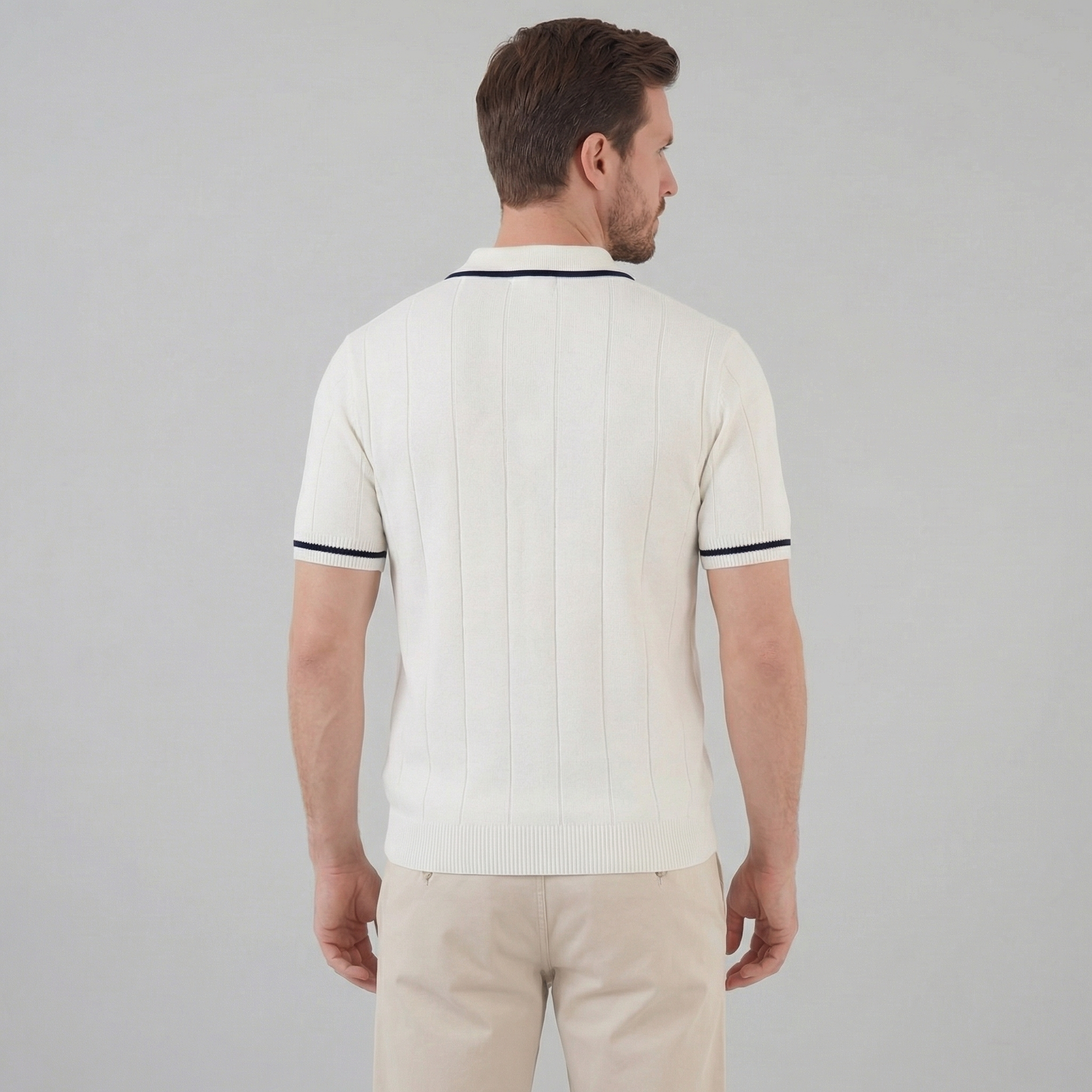 Marzino | Men’s Retro Knit Polo Shirt with Contrast Trim