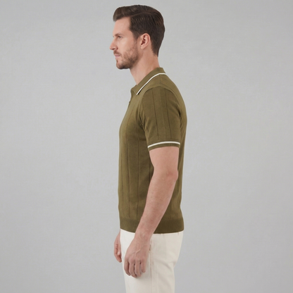 Marzino | Men’s Retro Knit Polo Shirt with Contrast Trim