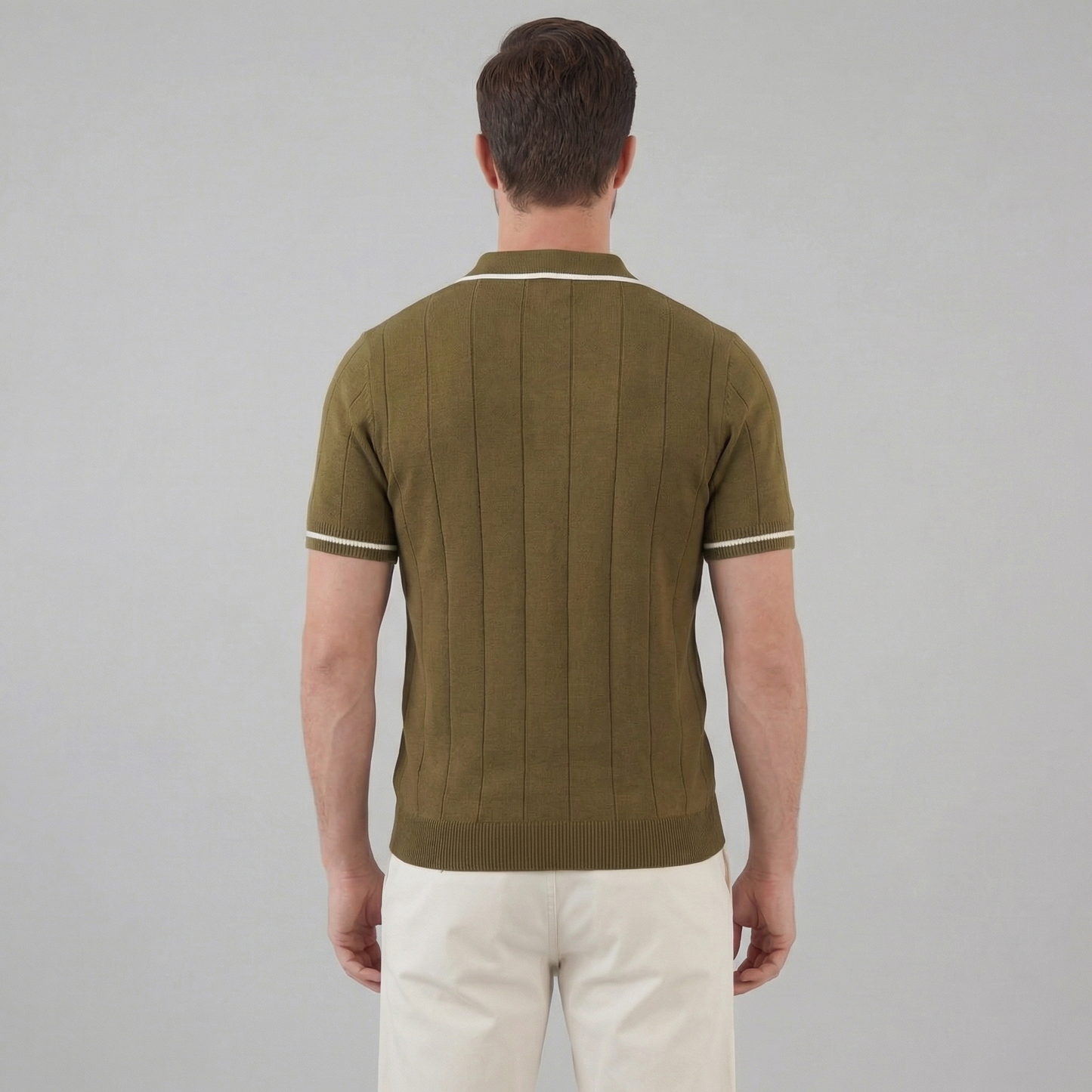Marzino | Men’s Retro Knit Polo Shirt with Contrast Trim