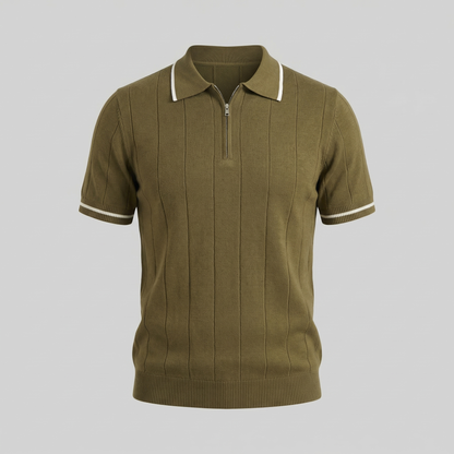 Marzino | Men’s Retro Knit Polo Shirt with Contrast Trim