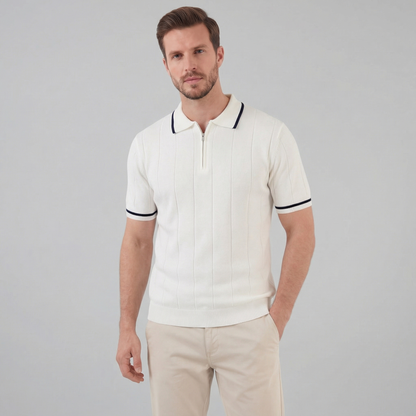 Marzino | Men’s Retro Knit Polo Shirt with Contrast Trim
