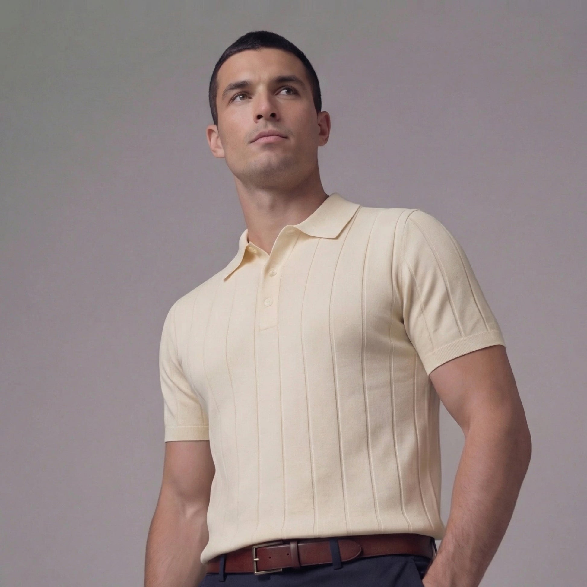 Valerio | Men’s Rib-Knit Cotton Polo Shirt
