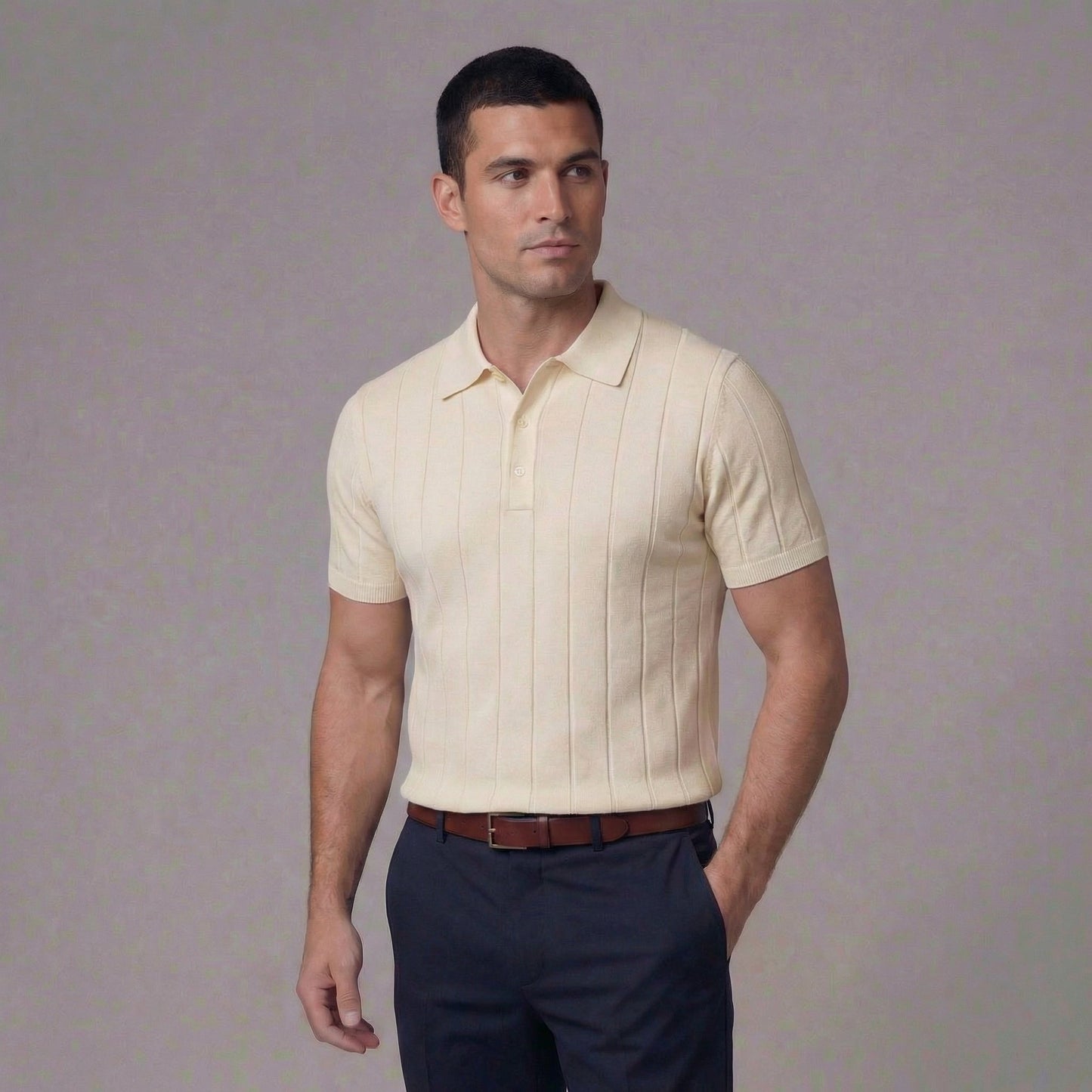 Valerio | Men’s Rib-Knit Cotton Polo Shirt