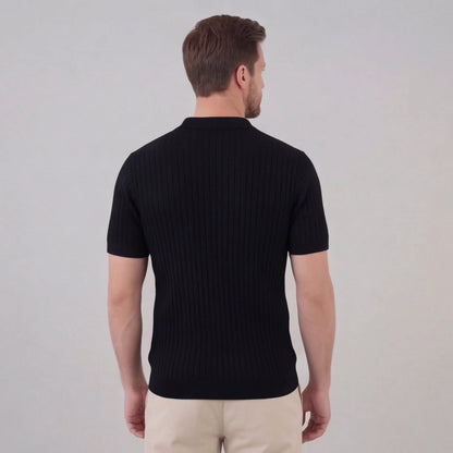 Zentaro | Men’s Ribbed V-Neck Breathable Polo Shirt