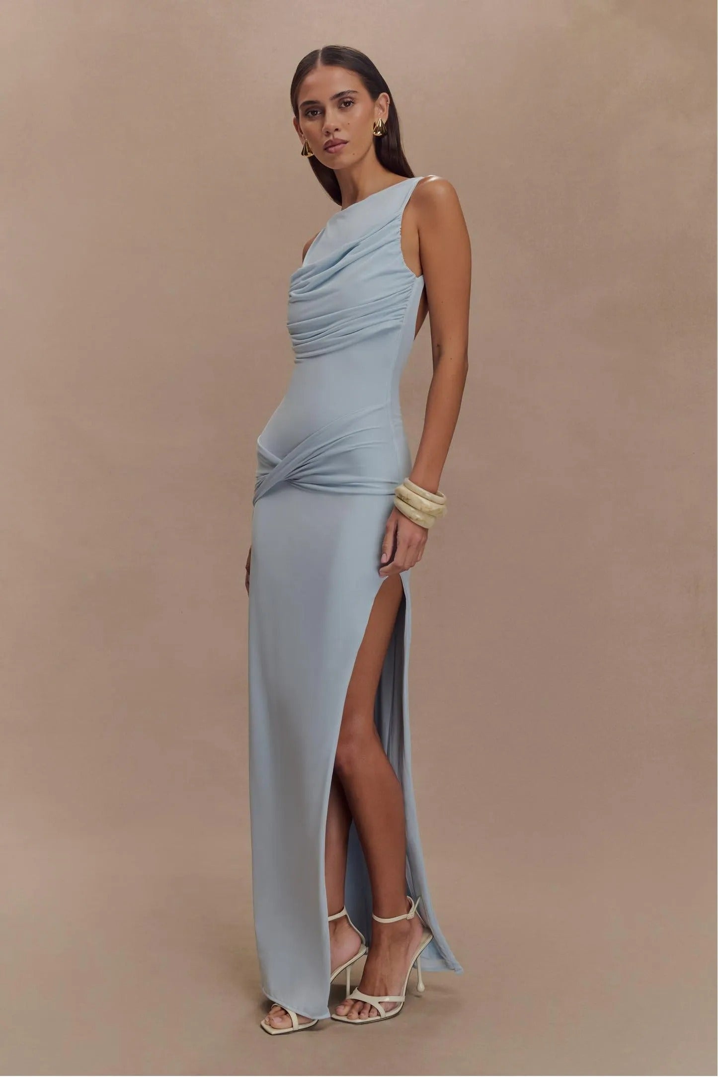 Solarae | Gathered Split Maxi Dress